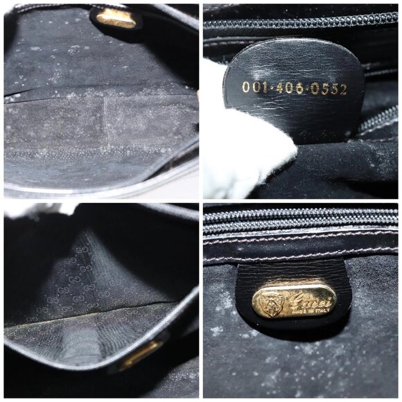 GUCCI Web Sherry Line Shoulder Bag Leather Black Gold 001 406 0552 Auth ep10387 - Picture 15 of 16